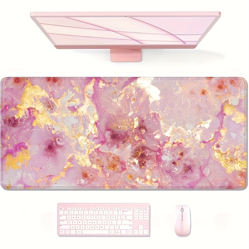 Large Pink Marble Desk Mat Rub - огляд і ціна Pc Gaming Pink